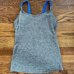Gray and Blue Women's Athletic Tank Top